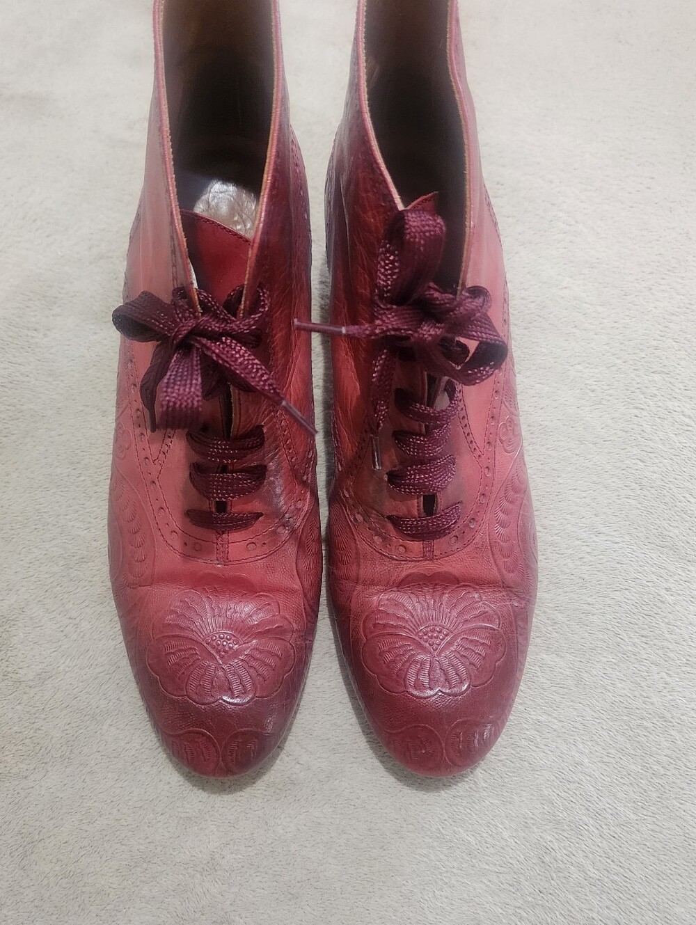 Vintage Perry Ellis Lace-Up Leather Ankle Boots Victorian-inspired design - Picture 6 of 12